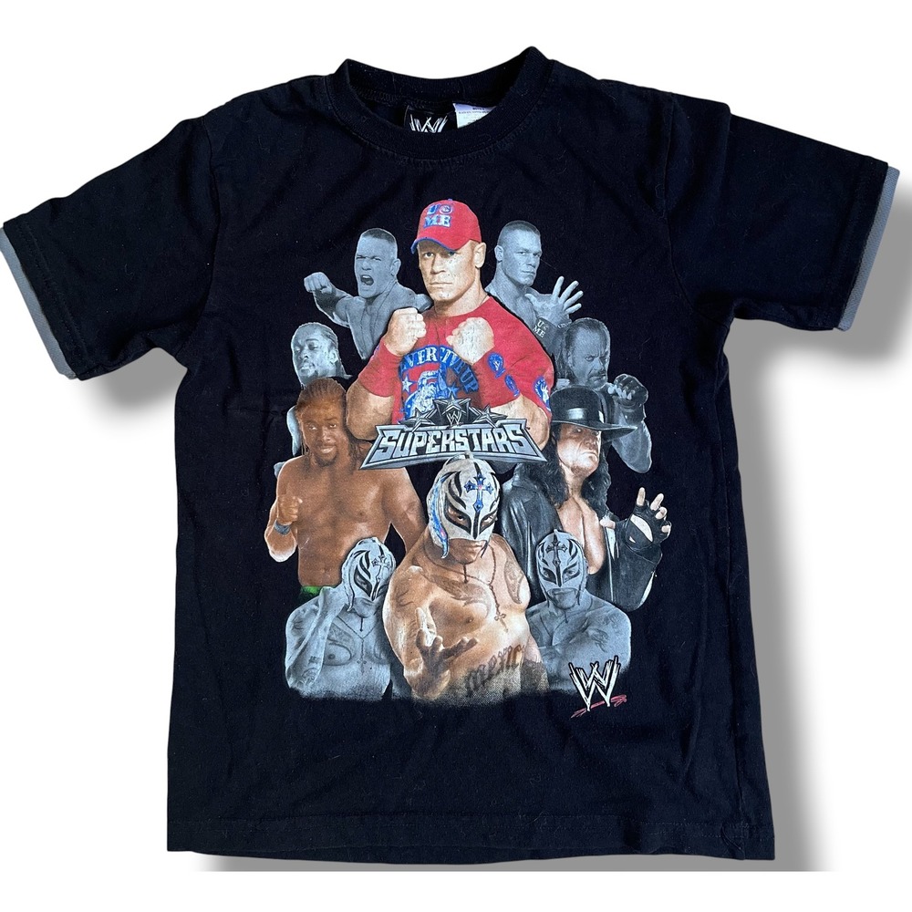 WWE Superstars 2011 Graphic T-Shirt Boys 8 Black John Cena Rey Mysterio
